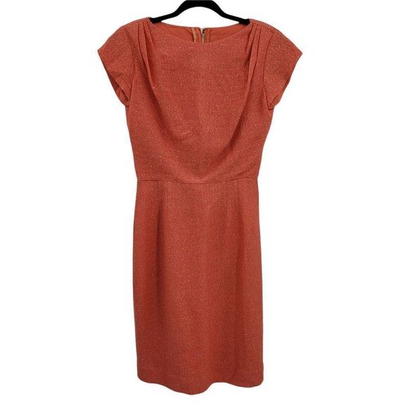 Vtg 60's Elegant Miss Textured Coral Metallic Sparkle Blouson Hostess Dress Sz S - Picture 3 of 10